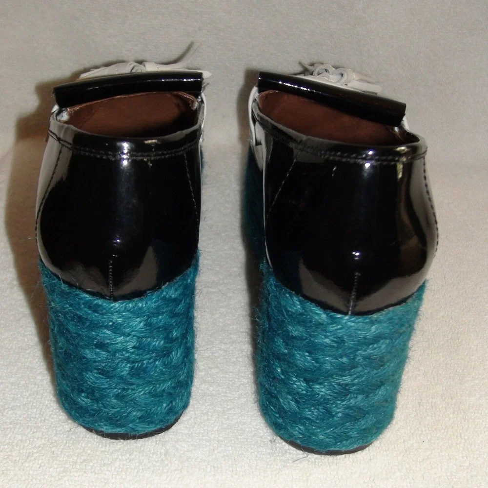 NWOB Jeffrey Campbell Oxford Patent Leather Jute Platform Espadrille